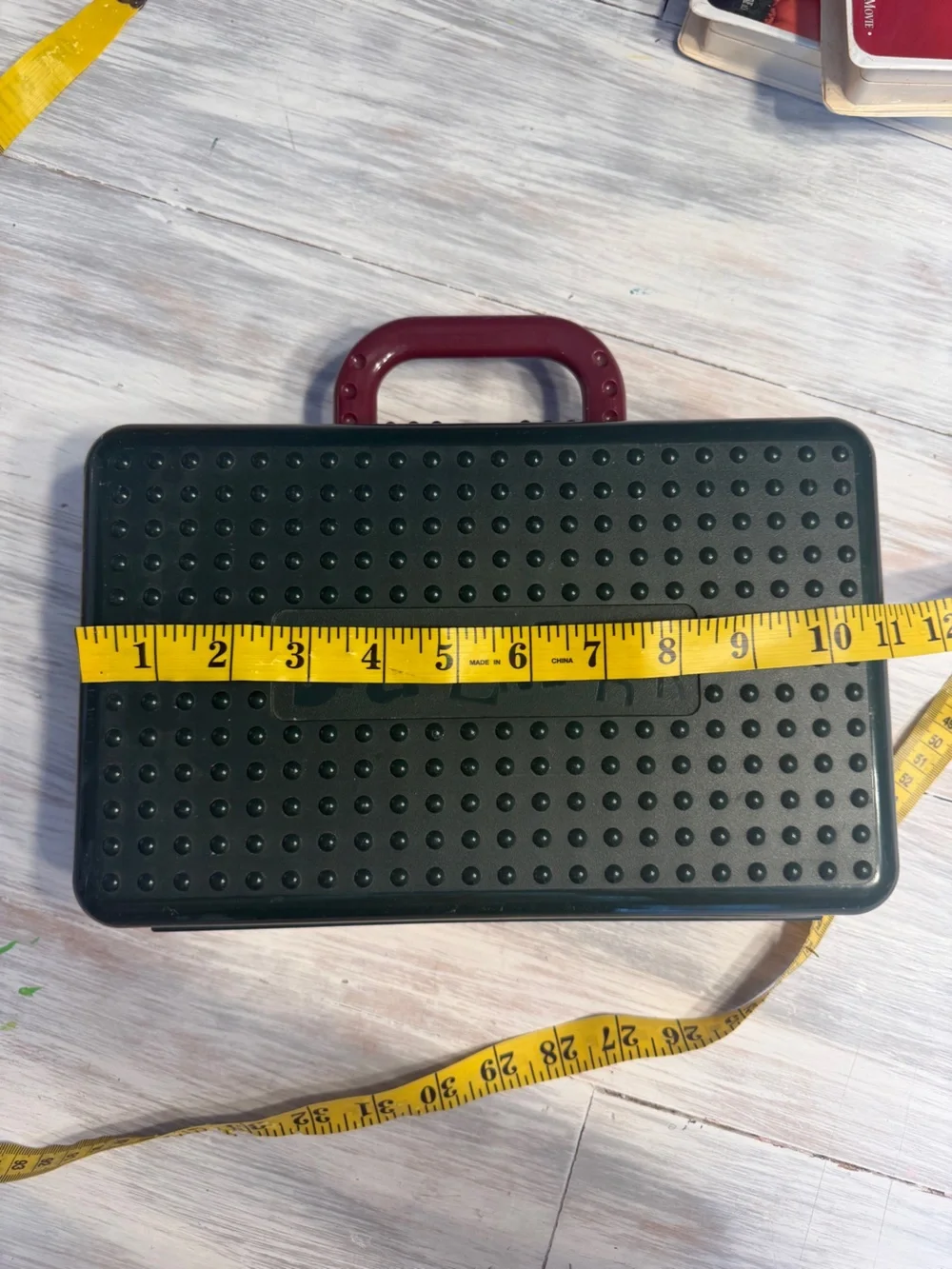 Vintage 1994 SpaceMaker II Storage Case Forest Green Burgundy Handle Organizer